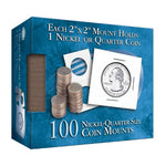 Nickel-Quarter 2x2 Mylar Protective Coin Covers: 100 Count